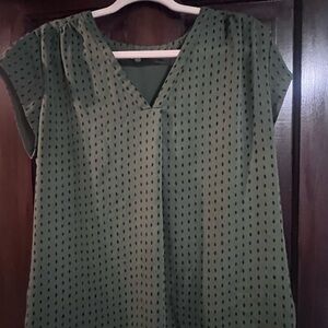 Fun 2 Fun Olive Dotted Blouse